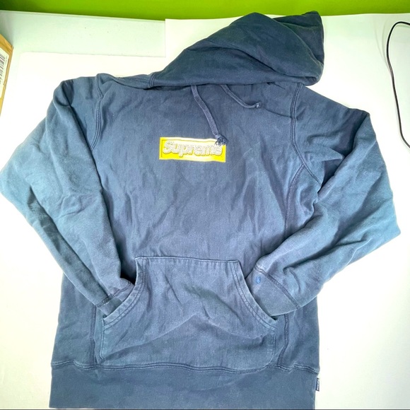 Supreme Other - Supreme Navy Color Bling Box Logo Hooded Sweatshirt Mens Medium Size Hoodie